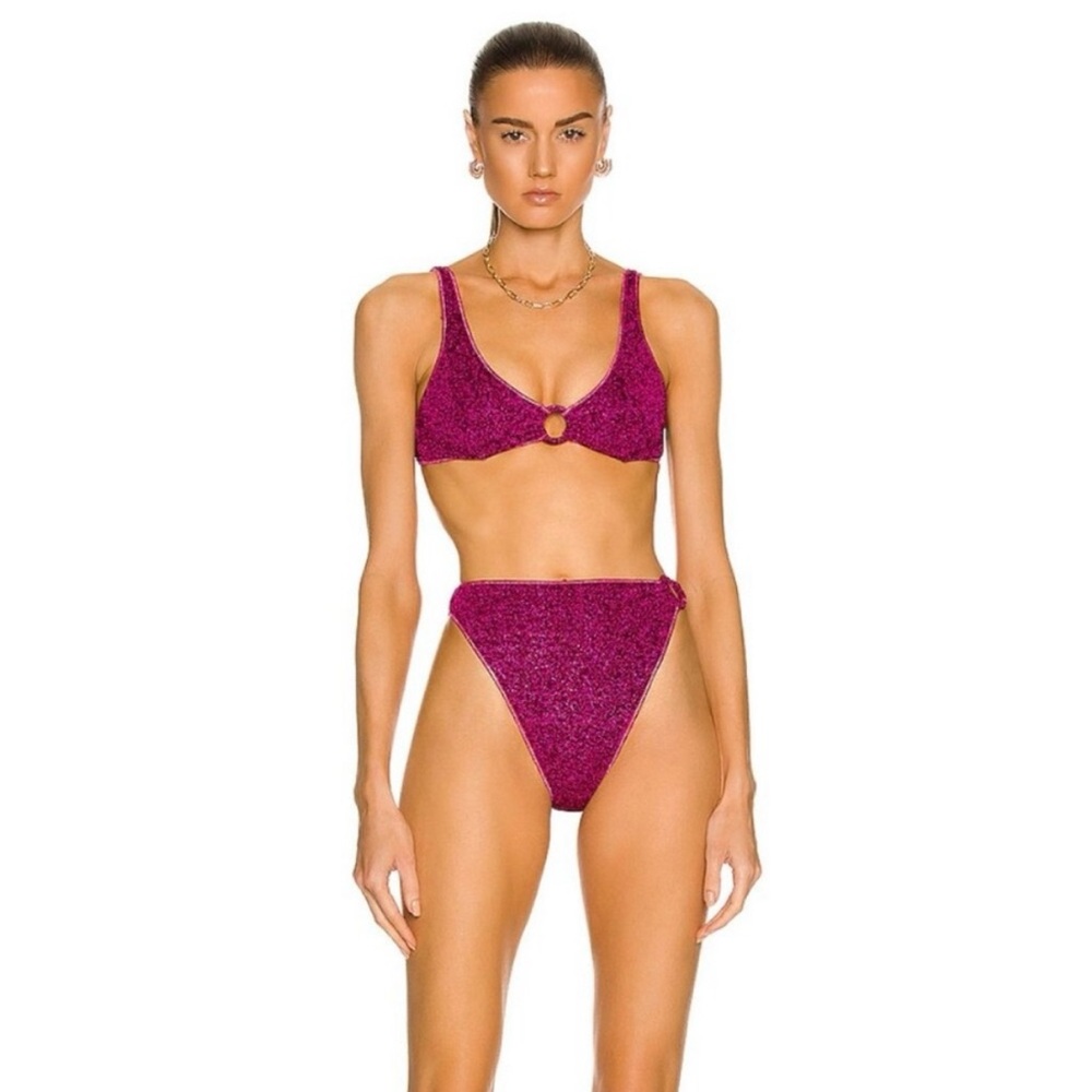 Oseree Fuschia Lumiere Ring Sporty 90's Bikini Top
